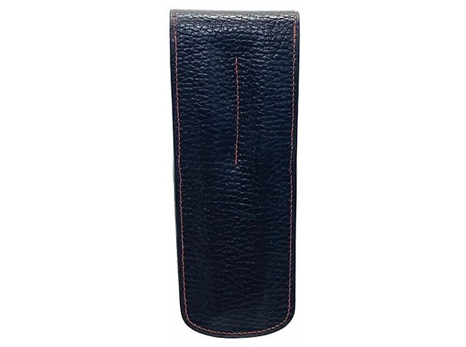Hermès Étui à stylo en cuir Hermes noir et rouge - vue 2