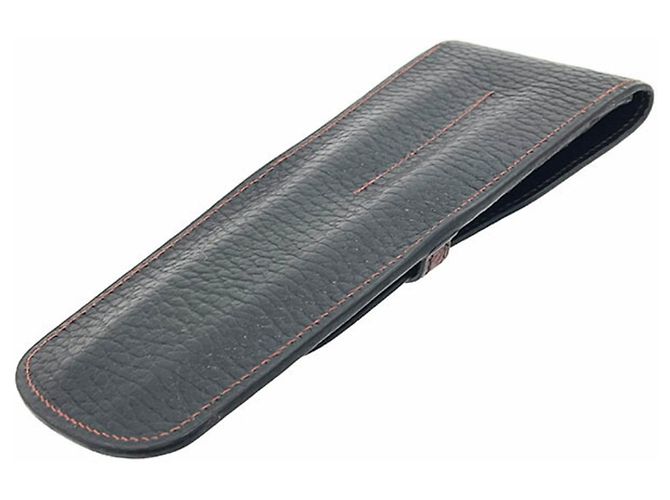 Hermès Étui à stylo en cuir Hermes noir et rouge - vue 3