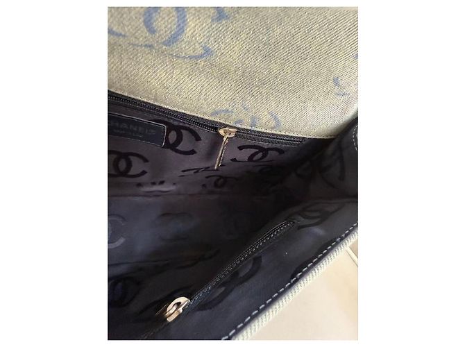 Chanel CC Print Denim Flap Bag Hellblau Weiß - Ansicht 10