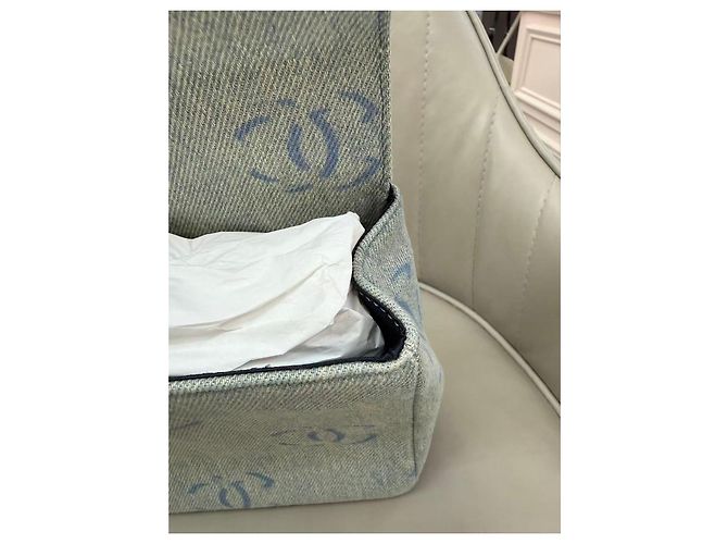 Chanel CC Print Denim Flap Bag Hellblau Weiß - Ansicht 11