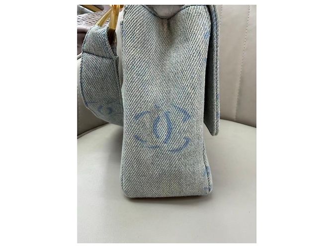 Chanel CC Print Denim Flap Bag Hellblau Weiß - Ansicht 5
