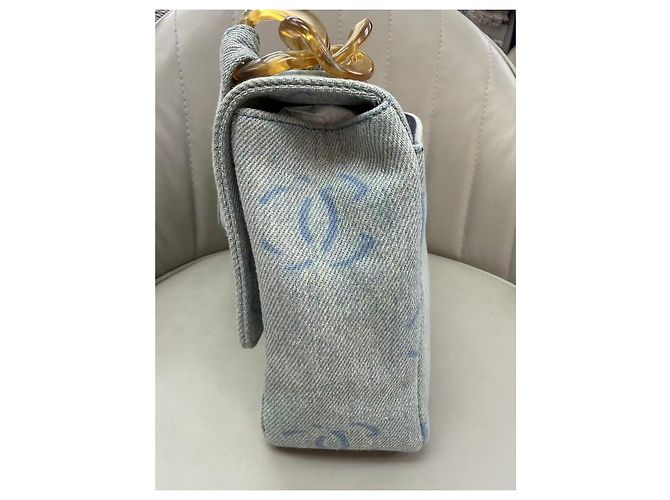 Chanel CC Print Denim Flap Bag Hellblau Weiß - Ansicht 6