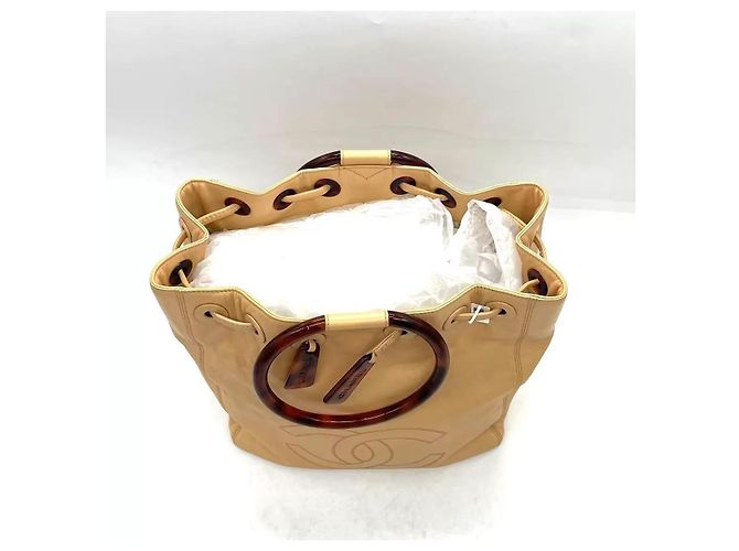Borsa Tote Chanel in Pelle Beige - vista 4