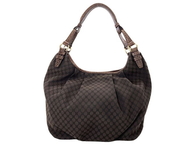 Céline Borsa a tracolla in tela Macadam Celine Marrone - vista 2