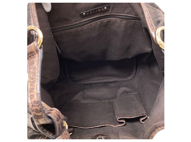 Céline Borsa a tracolla in tela Macadam Celine Marrone - vista 5