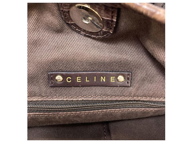 Céline Borsa a tracolla in tela Macadam Celine Marrone - vista 6