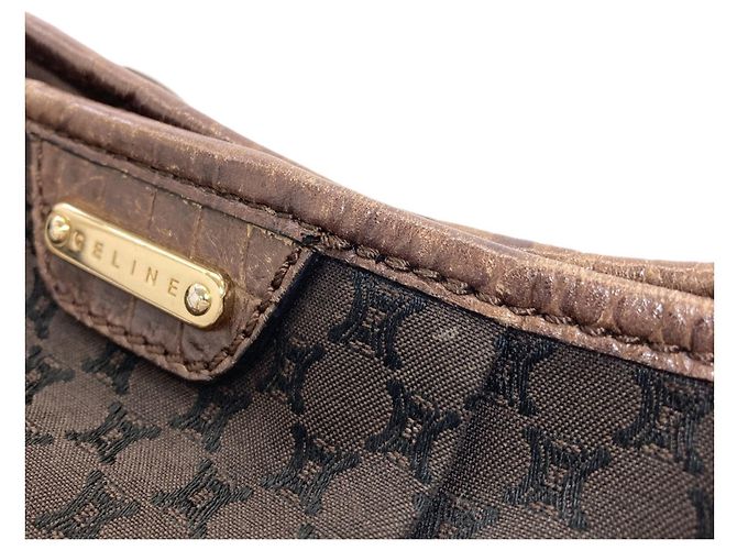 Céline Borsa a tracolla in tela Macadam Celine Marrone - vista 9