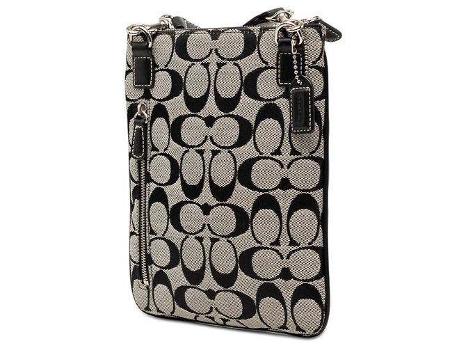 Borsa a tracolla Coach Gray Jacquard North South Marrone Grigio - vista 2