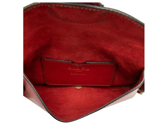 Mini borsa Saddle D Bee in pelle rossa Dior Rosso Bordò - vista 4