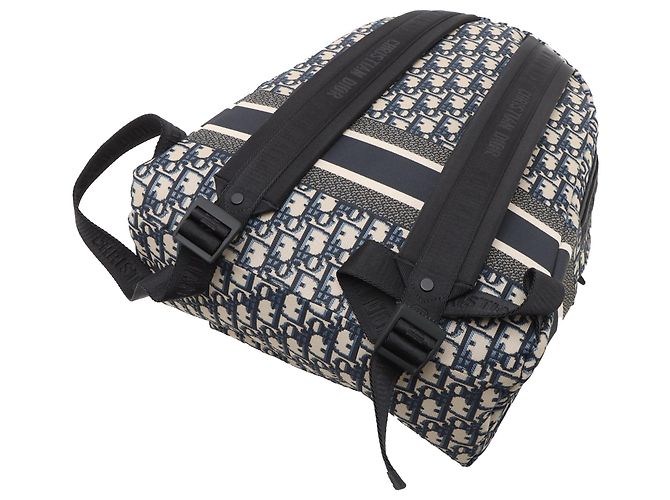 Dior Blue Oblique Canvas Backpack - view 3