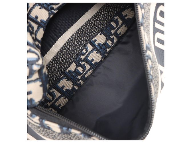 Dior Blue Oblique Canvas Backpack - view 5
