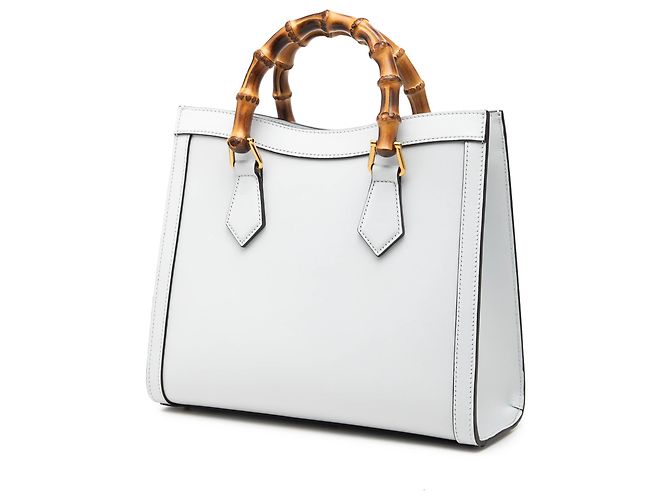 Gucci Diana Satchel aus weißem Kalbsleder und Bambus, Größe Medium - Ansicht 2