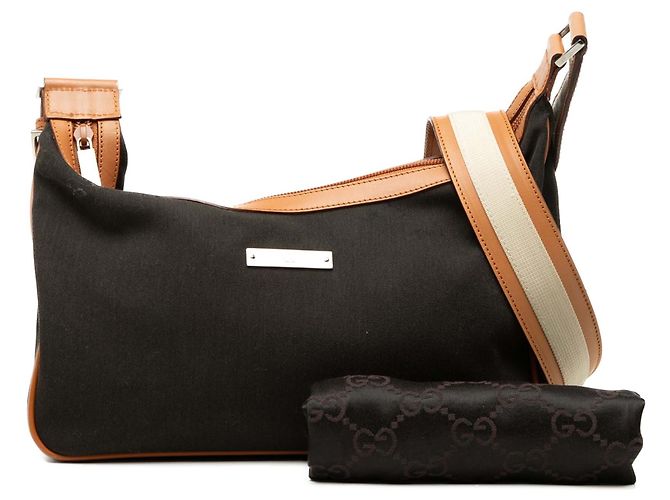 Borsa a tracolla Gucci in tela nera Nero - vista 7