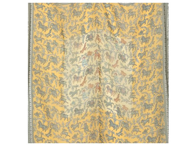 Lenço de seda Hermès Yellow Chasse en Inde 90 Amarelo - vista 2