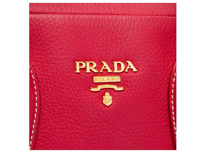 Borsa Bauletto Prada in Vitello Daino rosso - vista 5