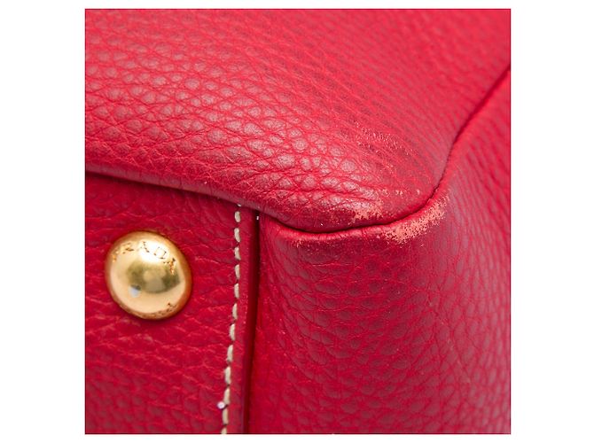 Borsa Bauletto Prada in Vitello Daino rosso - vista 6