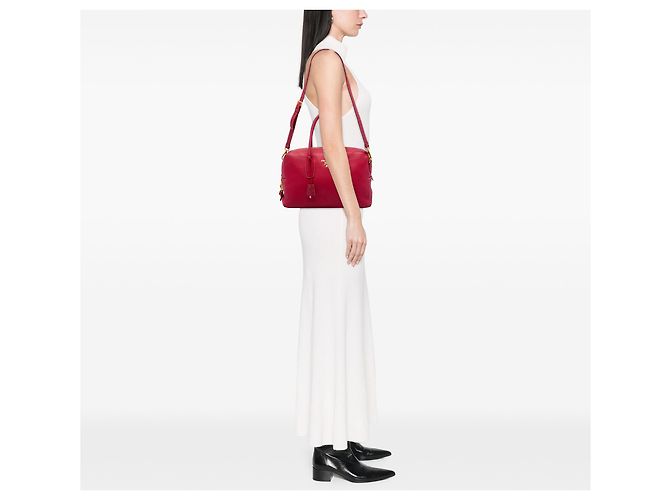 Borsa Bauletto Prada in Vitello Daino rosso - vista 7