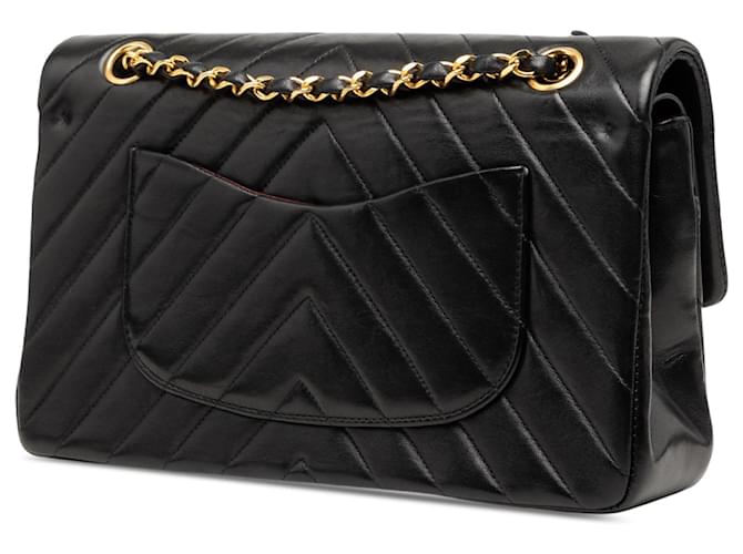 Chanel Black Medium Classic Chevron Lambskin Double Flap Nero - vista 2