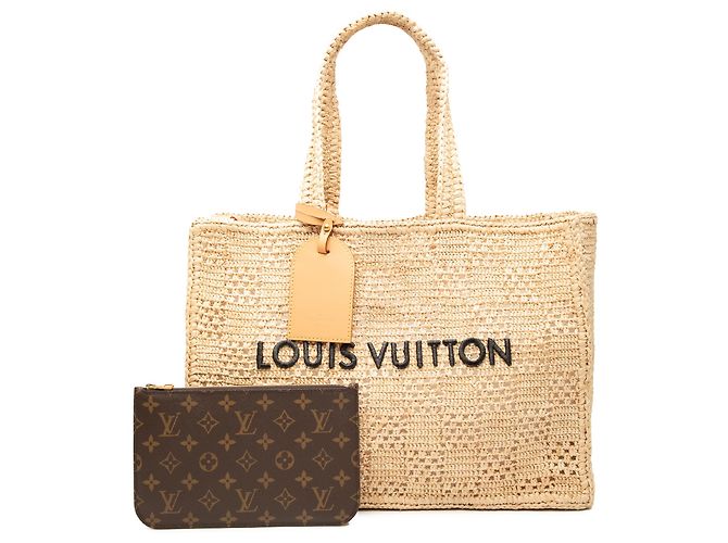 Louis Vuitton Beige Damier Raffia Summer Shopper Tote MM - vista 7