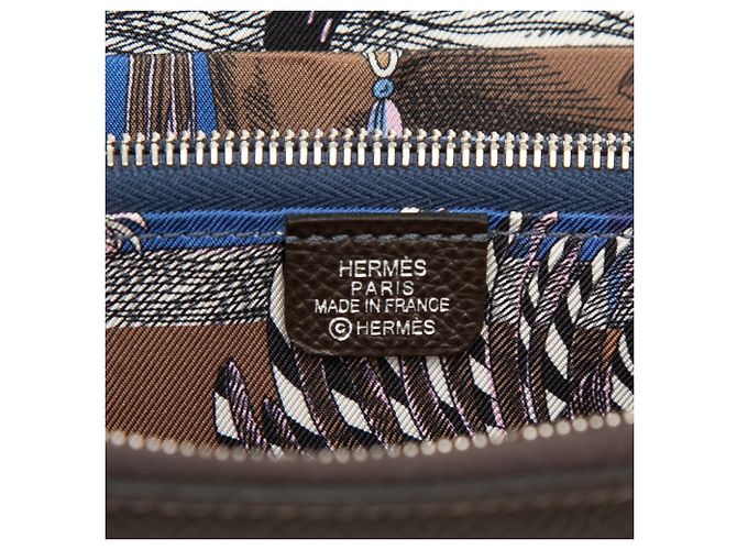 Silk In Portafoglio lungo Hermès Classique in pelle Epsom marrone e seta Marrone scuro - vista 5
