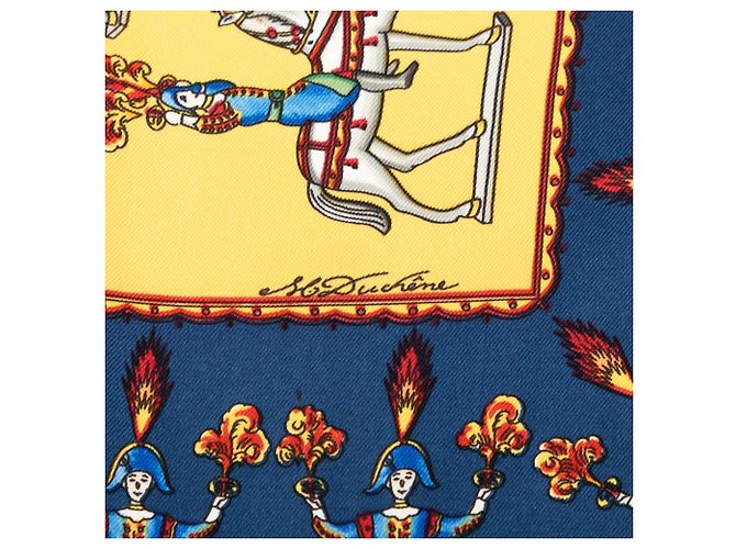 Sciarpa in seta Hermès Yellow Les Artificiers 90 Giallo - vista 3