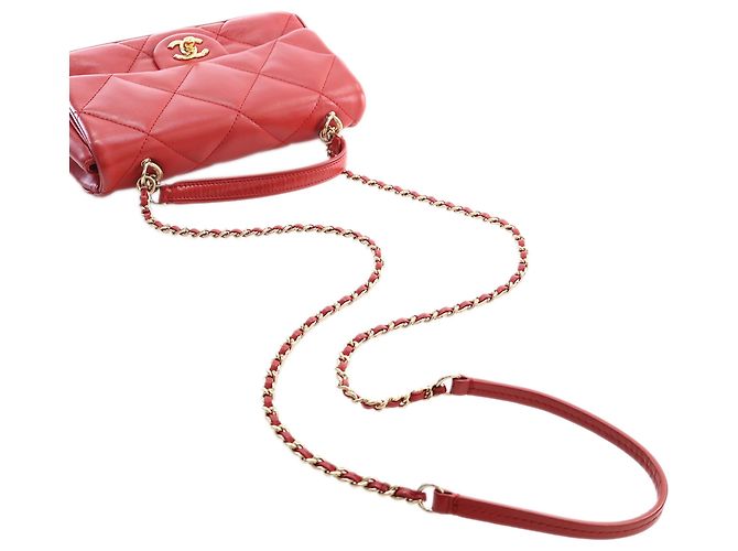 Chanel Red Small Lambskin Easy Carry Flap Rosso - vista 14