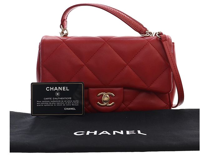 Chanel Red Small Lambskin Easy Carry Flap Rosso - vista 15