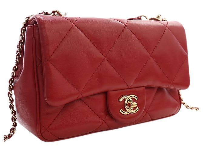 Chanel Red Small Lambskin Easy Carry Flap Rosso - vista 3
