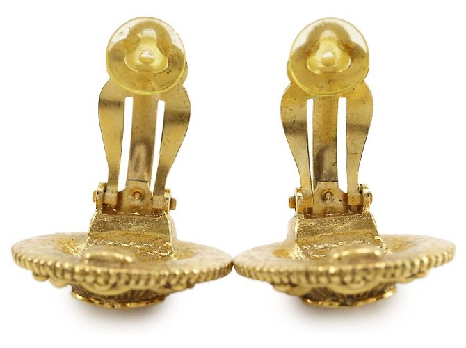 Orecchini a clip Chanel Gold CC placcati oro con medaglione D'oro - vista 4