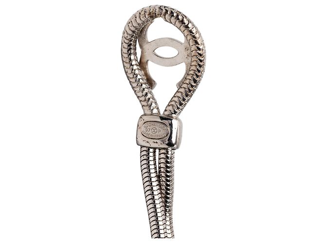 Collana Chanel Silver CC Brass Double Snake Chain Knot Argento - vista 4