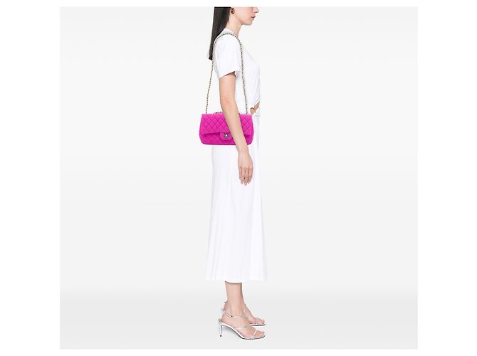 Chanel Pink Medium Classic Mesh Single Flap Rosa - vista 6