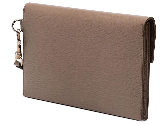 Céline Clutch multifunción en piel de becerro granulado marrón Celine Castaño Gris pardo - vista 2
