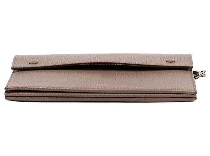 Céline Clutch multifunción en piel de becerro granulado marrón Celine Castaño Gris pardo - vista 3