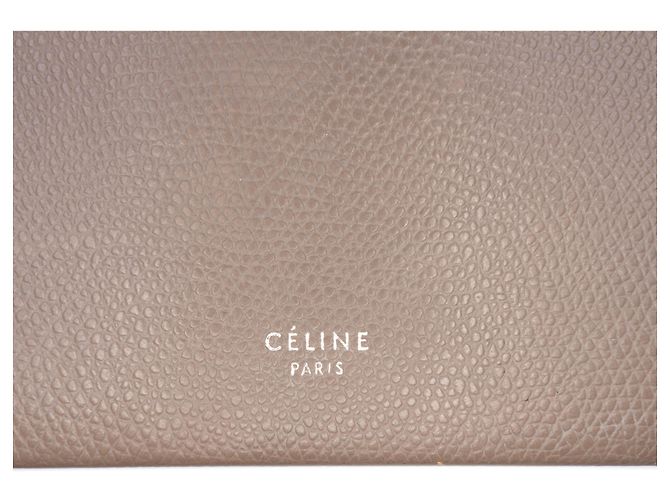 Céline Clutch multifunción en piel de becerro granulado marrón Celine Castaño Gris pardo - vista 5