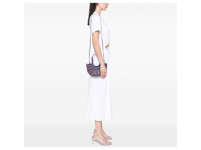 Bolsa Shell em couro de bezerro Small da Bottega Veneta, roxo - vista 7
