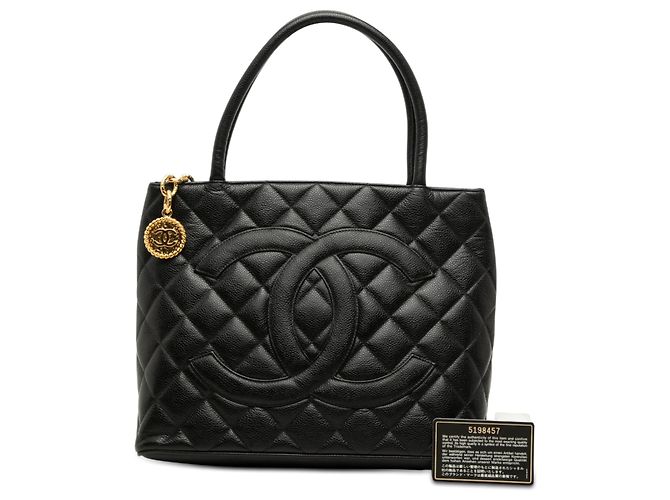 Tote Chanel Black Caviar Medallion Nero - vista 7