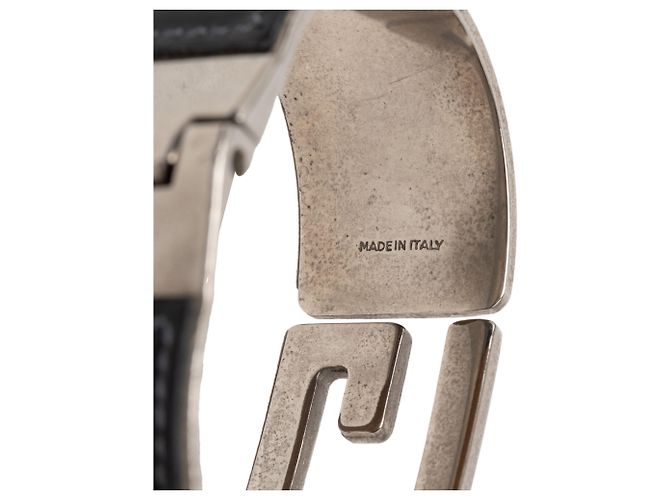 Bracciale G Cuff in pelle nera e ottone Gucci Nero - vista 4