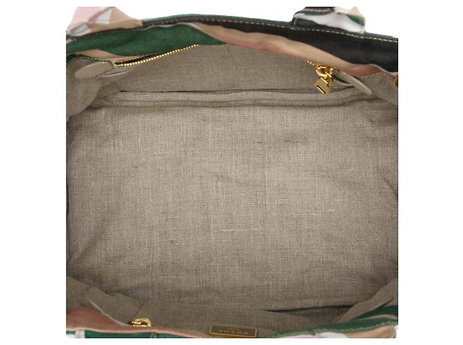 Prada White Multicolor Printed Canvas Canapa Satchel Cream - view 4