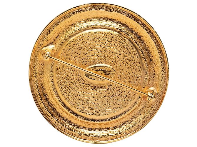 Spilla Chanel Gold Gold Plated Rue Cambon Medallion D'oro - vista 2