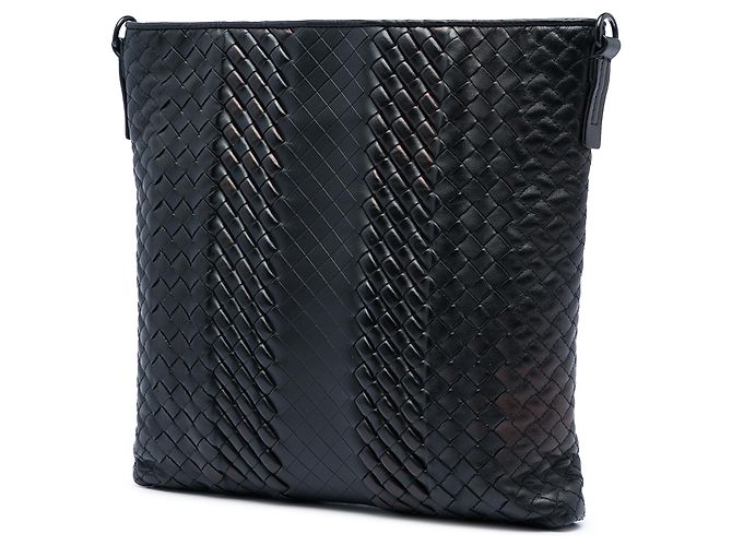 Bottega Veneta Borsa a tracolla in pelle nera Intreccio Imperatore Nero - vista 2