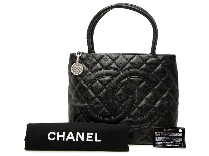 Tote Chanel Black Caviar Medallion Nero - vista 7