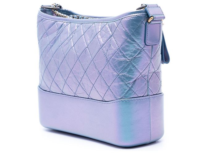 Borsa Chanel Blue Medium Gabrielle Hobo in agnello e vitello trapuntato iridescente Blu chiaro - vista 2