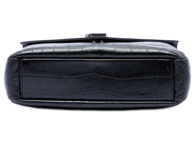 Borsa Satchel Monogram College in pelle nera con stampa coccodrillo misura Medium Saint Laurent - vista 3