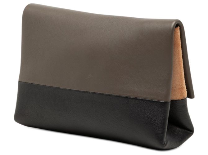 Céline Pochette All Soft in pelle bicolore marrone Celine Taupe - vista 2