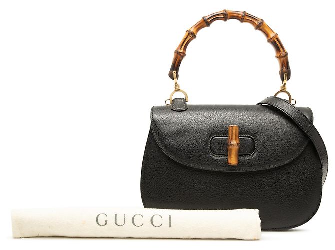 Gucci Pelle di vitello granulata nera Bamboo Night Nero - vista 7