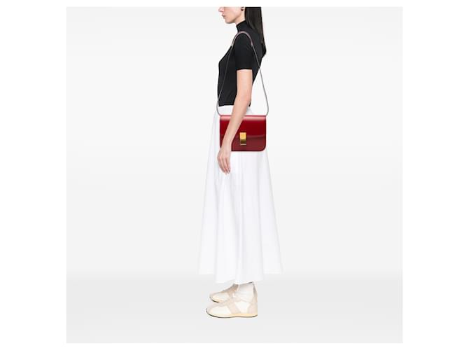 Céline Celine Red Medium Calfskin Classic Box Rosso - vista 7