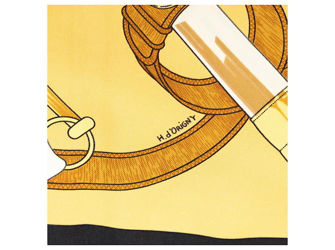 Sciarpa in seta Hermès Yellow Eperon D Or 90 - vista 2