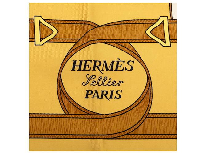 Sciarpa in seta Hermès Yellow Eperon D Or 90 - vista 5