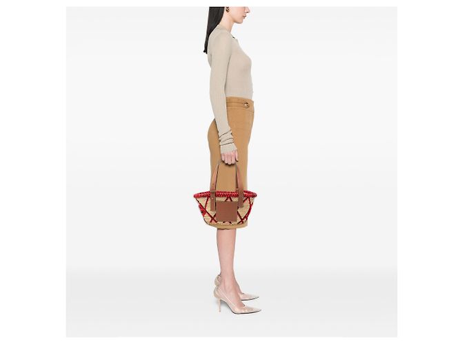 LOEWE Beige Small Raffia Animal Embroidered Anagram Basket Tote - Ansicht 6