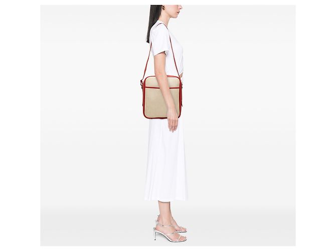 Borsa Messenger Victoria in Toile e Clemence Marrone Hermès - vista 6